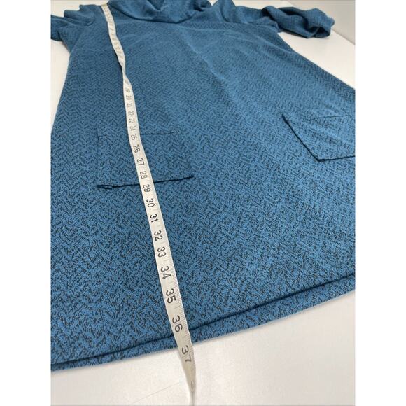 NORTHSTYLE Blue Dress Chevron Soft Knit Sweater Pockets Cowl Neck Grannycore L - Picture 9 of 10